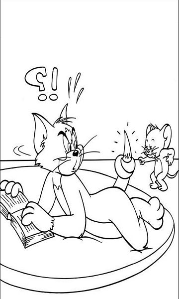 kolorowanka Tom i Jerry malowanka do wydruku z bajki dla dzieci, do pokolorowania kredkami, obrazek nr 51